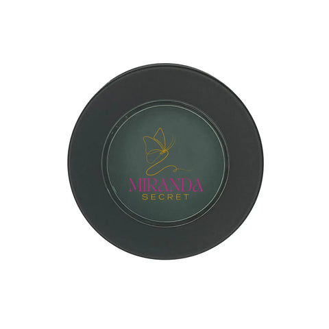 Black round compact with Miranda Secret logo on a white background