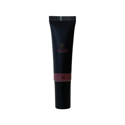 Black cosmetic tube with a brand logo on a white background