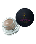Cosmetic cream jar with Miranda Secret logo on a white background
