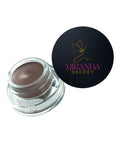 Jar of brown cream makeup with Miranda Secret logo on a white background