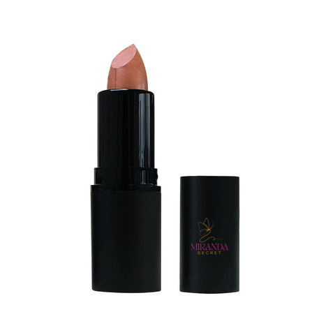 Lipstick with black casing and visible brand logo on a white background
