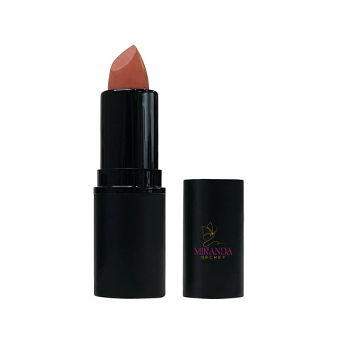 Lipstick with black case and 'Miranda Secret' branding on a white background