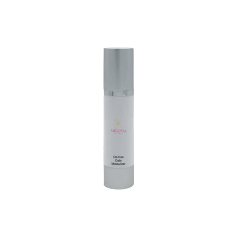 Skincare bottle labeled 'Oil-Free Daily Moisturizer' on a white background