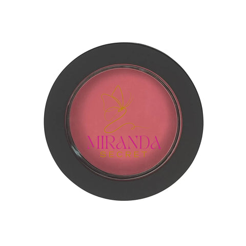Pink blush in a black compact case with 'Miranda' branding on a white background