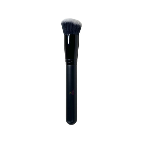 Black makeup brush on a white background