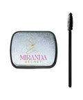Miranda Secret brow product with brush and case on a white background