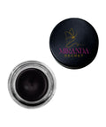 Black eyeliner jar with Miranda Secret lid on a white background
