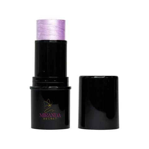 Black makeup stick with purple top and Miranda Secret logo on a white background