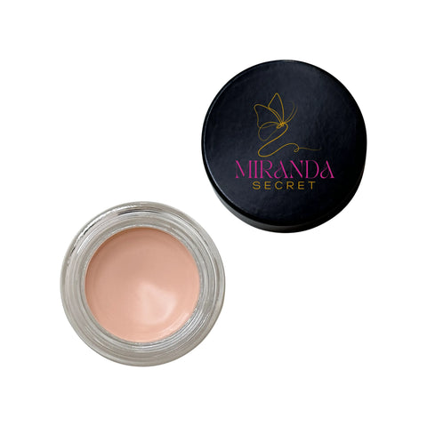 Open jar of cream with black lid featuring Miranda Secret logo on a white background