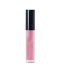Pink lip gloss with black cap on a white background