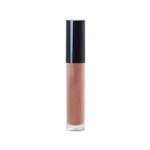 Lip gloss with black cap and visible brand name on a white background