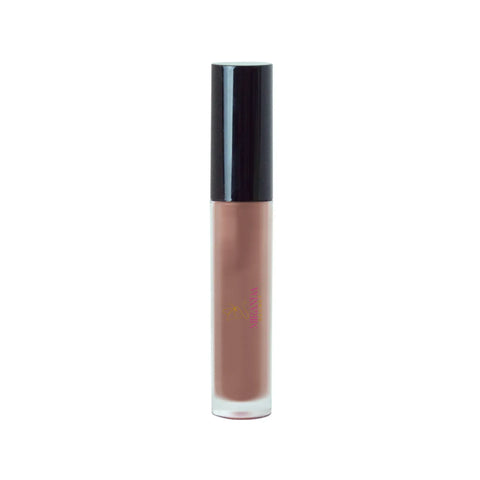 Lip gloss with a black cap on a white background