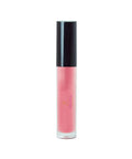Pink lip gloss with black cap on a white background
