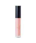 Pink lip gloss with black cap on a white background