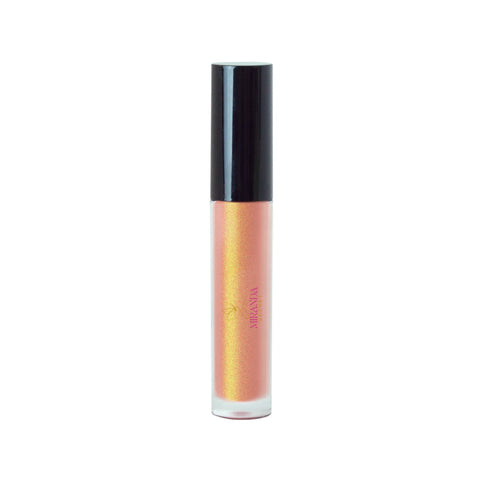 Lip gloss with a black cap on a white background