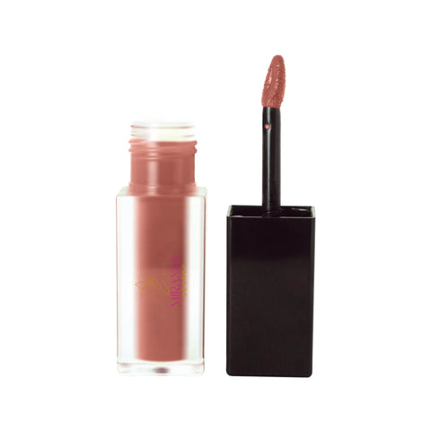 Lipstick with applicator on a white background