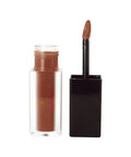 Brown lip gloss with applicator on a white background
