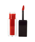 Red lip gloss with applicator on a white background