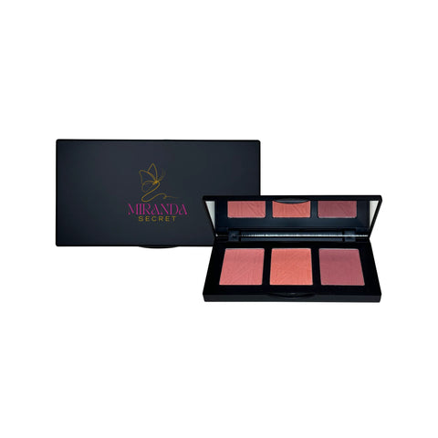 Makeup palette with 'Miranda Secret' packaging on a white background