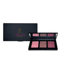 Makeup palette with four shades of pink and a black case featuring Miranda Kerr's logo on a white background.