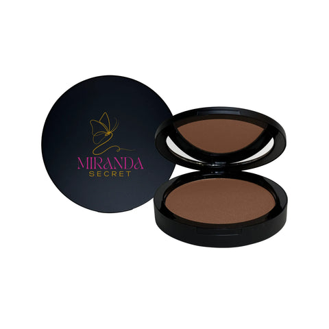 Open compact powder with Miranda Secret branding on a white background