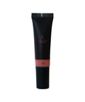 Black cosmetic tube with a pink shade on a white background