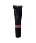 Black cosmetic tube with a brand logo on a white background