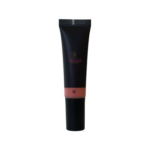 Black cosmetic tube with a brand logo on a white background