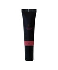 Black cosmetic tube with red bottom section on a white background
