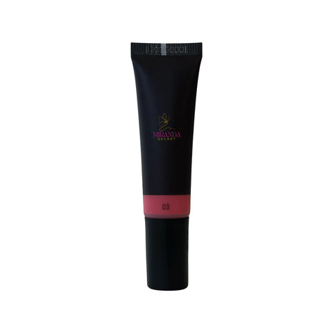 Black cosmetic tube with red bottom section on a white background