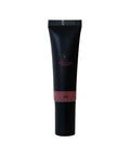 Black cosmetic tube with a brand logo on a white background