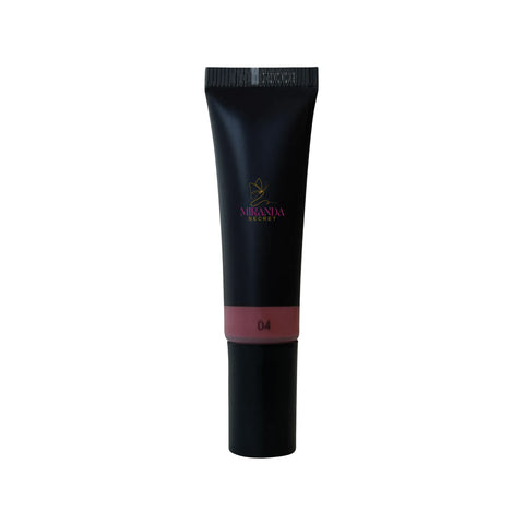 Black cosmetic tube with a brand logo on a white background