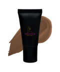 Black tube of Miranda Secret foundation with a swatch on a white background
