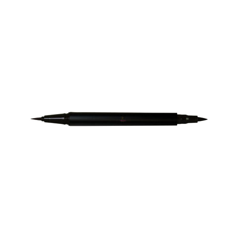 Black pen on a white background
