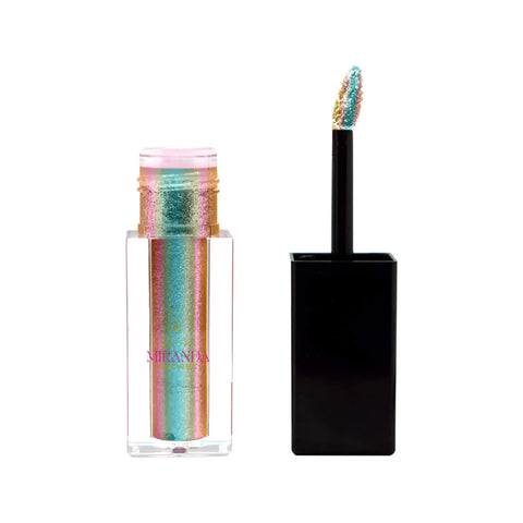 Multicolored eye gel with applicator on a white background