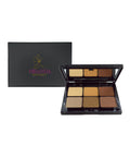 Makeup palette with six shades and a black box featuring Miranda Kerr's logo on a white background
