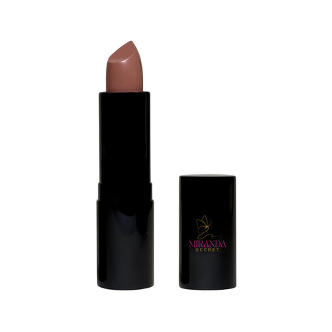 Lipstick with black case and 'Miranda Secret' branding on a white background