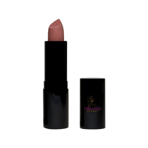 Lipstick with black case and 'Miranda' branding on a white background