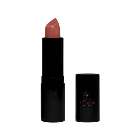 Lipstick with black casing and 'Miranda' branding on a white background