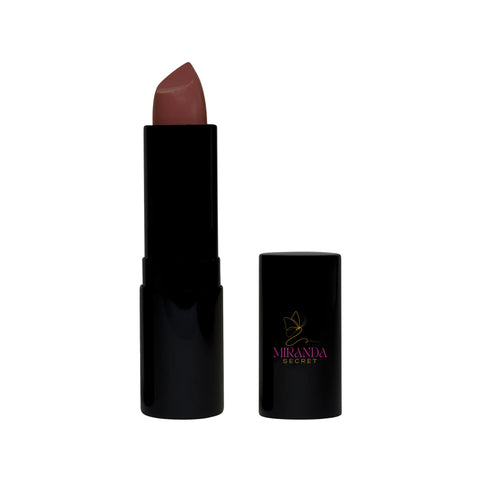 Lipstick with black casing and visible brand logo on a white background