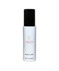 White lotion bottle with black cap on a white background