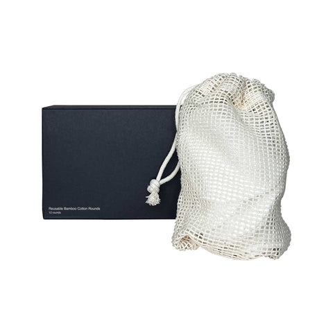 Mesh drawstring bag with a black box labeled 'Mesh Drawstring Bag' on a white background