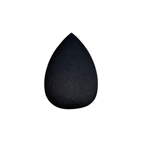 Black makeup sponge on a white background