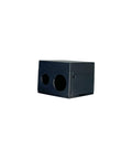 Black rectangular box with circular holes on a white background