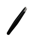 Black slant-tip tweezers on a white background