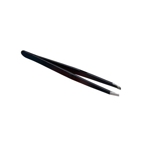 Black tweezers on a white background
