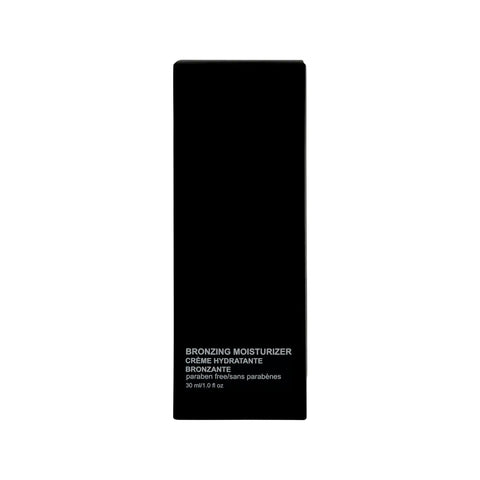 Black rectangular container with white text on a white background