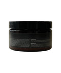 Black jar with text on a white background