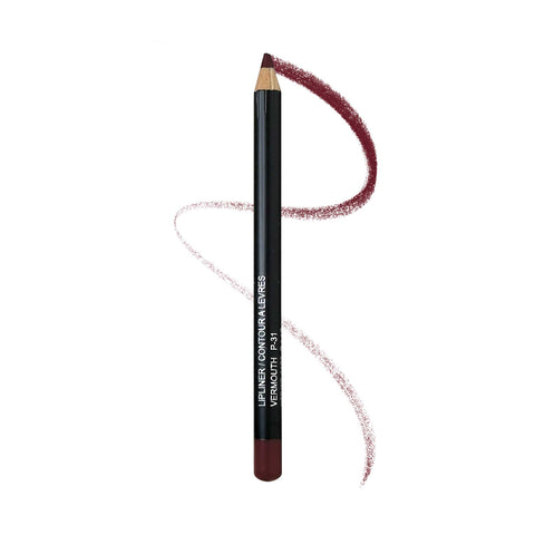 Lip liner pencil with a swatch of color on a white background