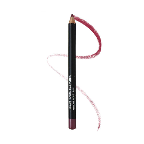 Lip liner pencil with a swatch of color on a white background